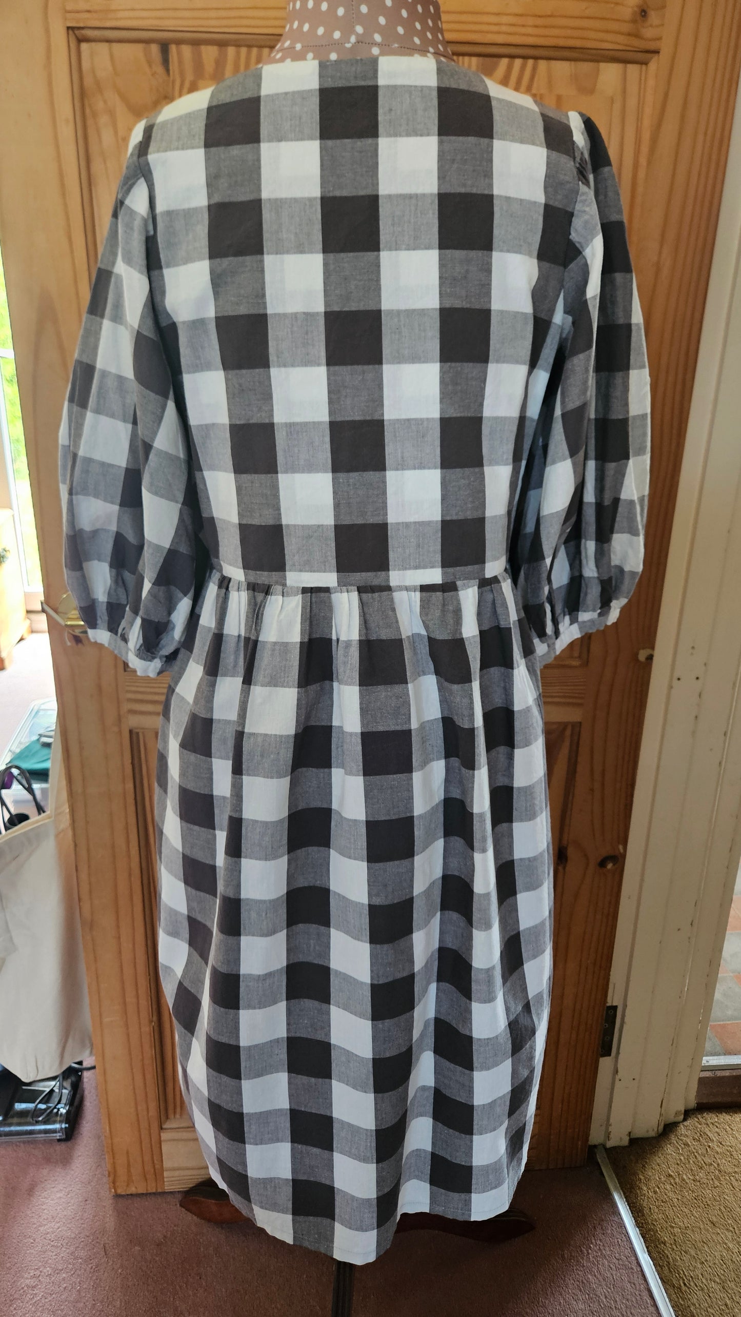 Sample Penelope Dress in Grey and White Gingham - Size 16