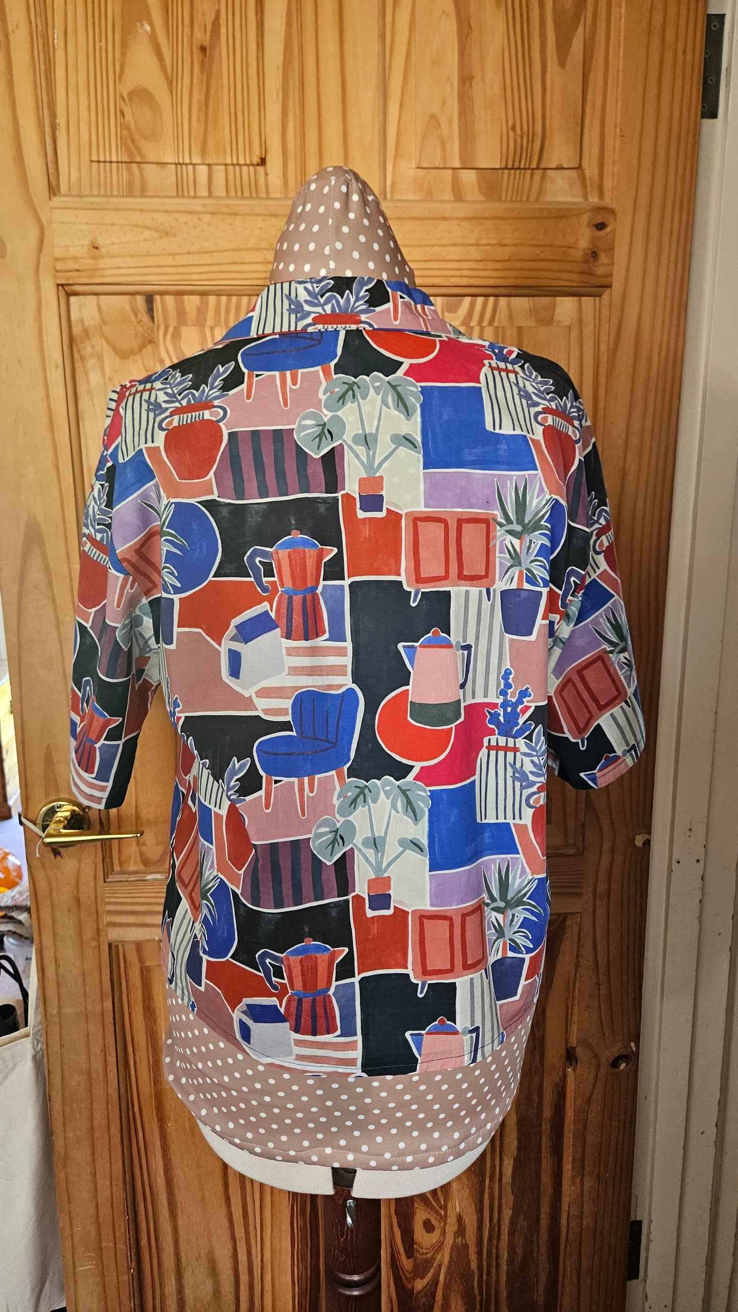 Sample Tony Shirt Hack in Red Blue and Pink Cotton Lawn - Size 42" Chest