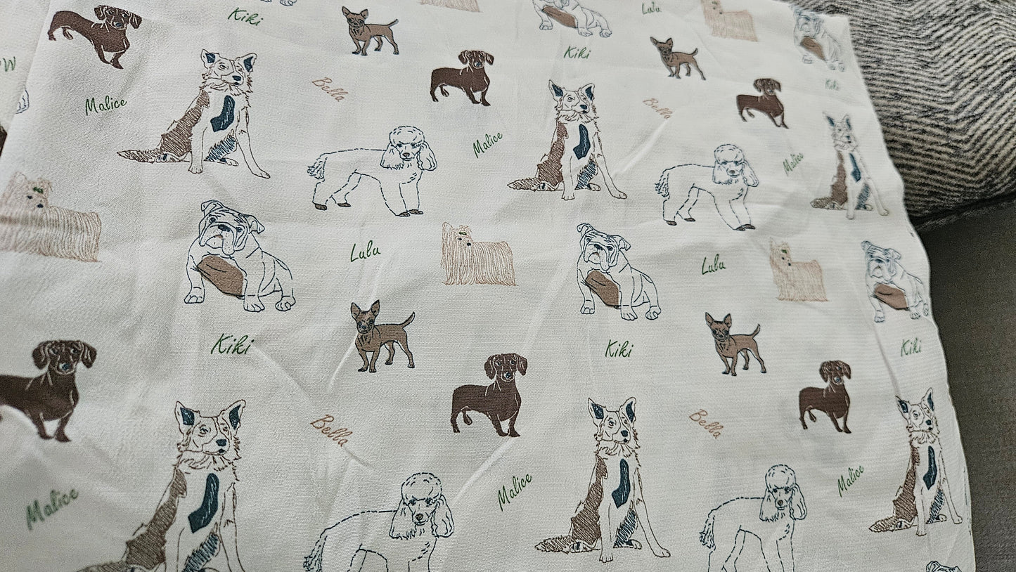 Brown Dogs on Cream Viscose Remnant - 2.75m