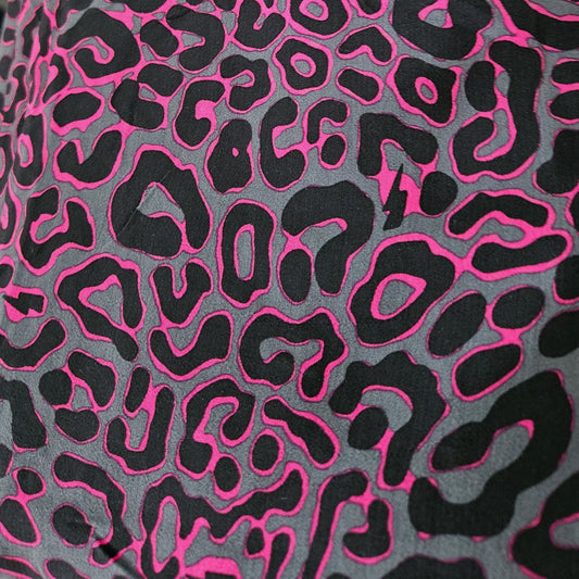 Leopard Print Viscose Crepe in Pink and Grey Remnant - 3.44m