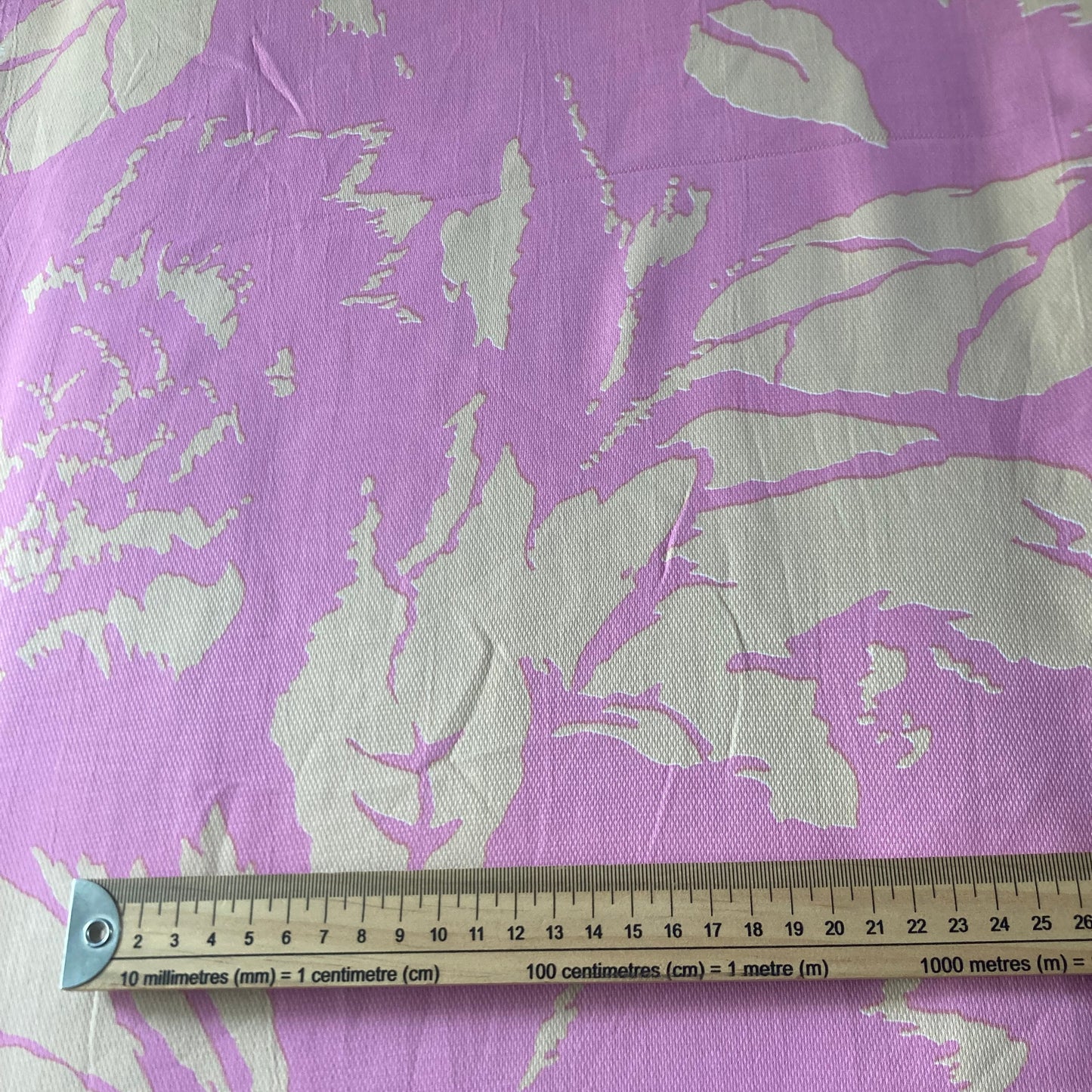Abstract Print Viscose Jacquard in Pink and Cream Remnant - 2.25m