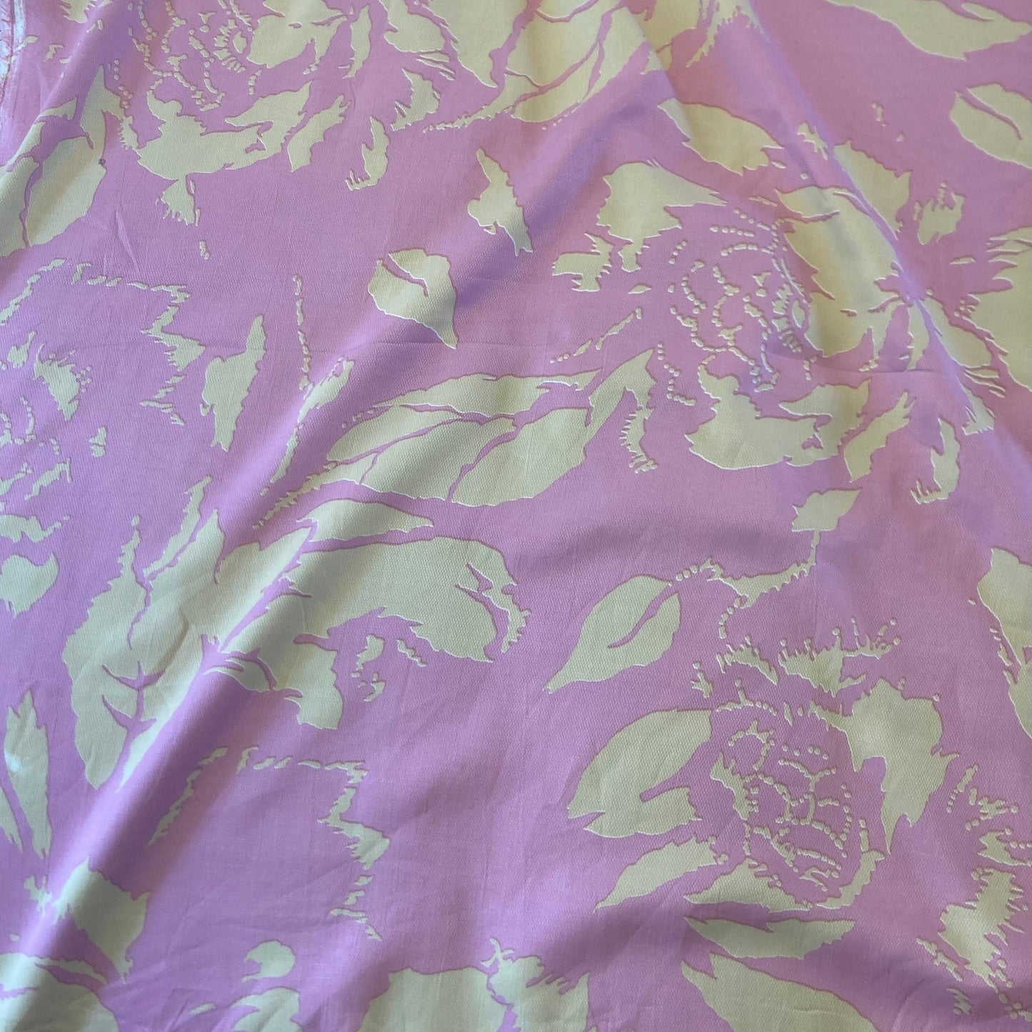 Abstract Print Viscose Jacquard in Pink and Cream Remnant - 2.25m