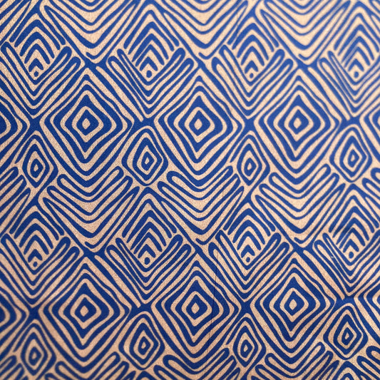 Abstract Diamond Shapes Cotton in Navy Blue and Brown