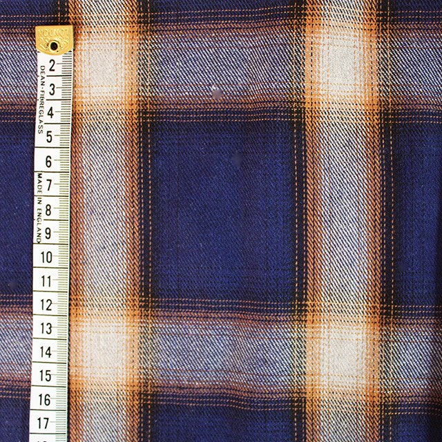 Brushed Poly Cotton Tartan in Navy Blue and Yellow