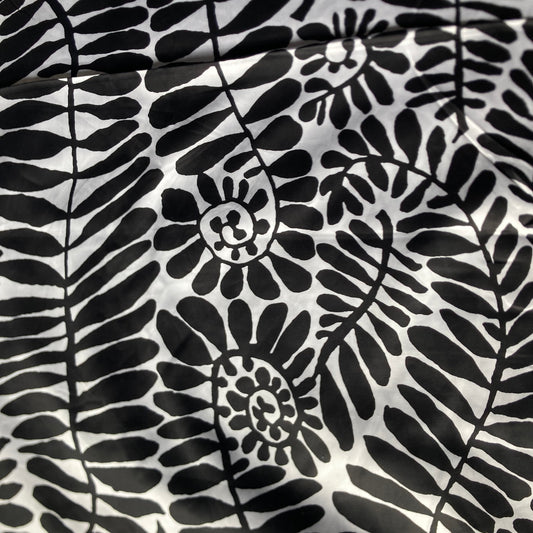 Kaffe Fassett Black and White abstract leaves Extra Wide Cotton Sateen - 1.8m Remnant