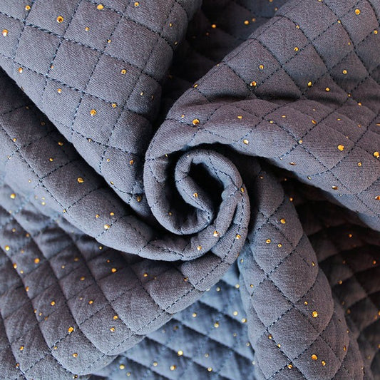 Gold Flecked Reversible Quilted Double Gauze in Light Grey