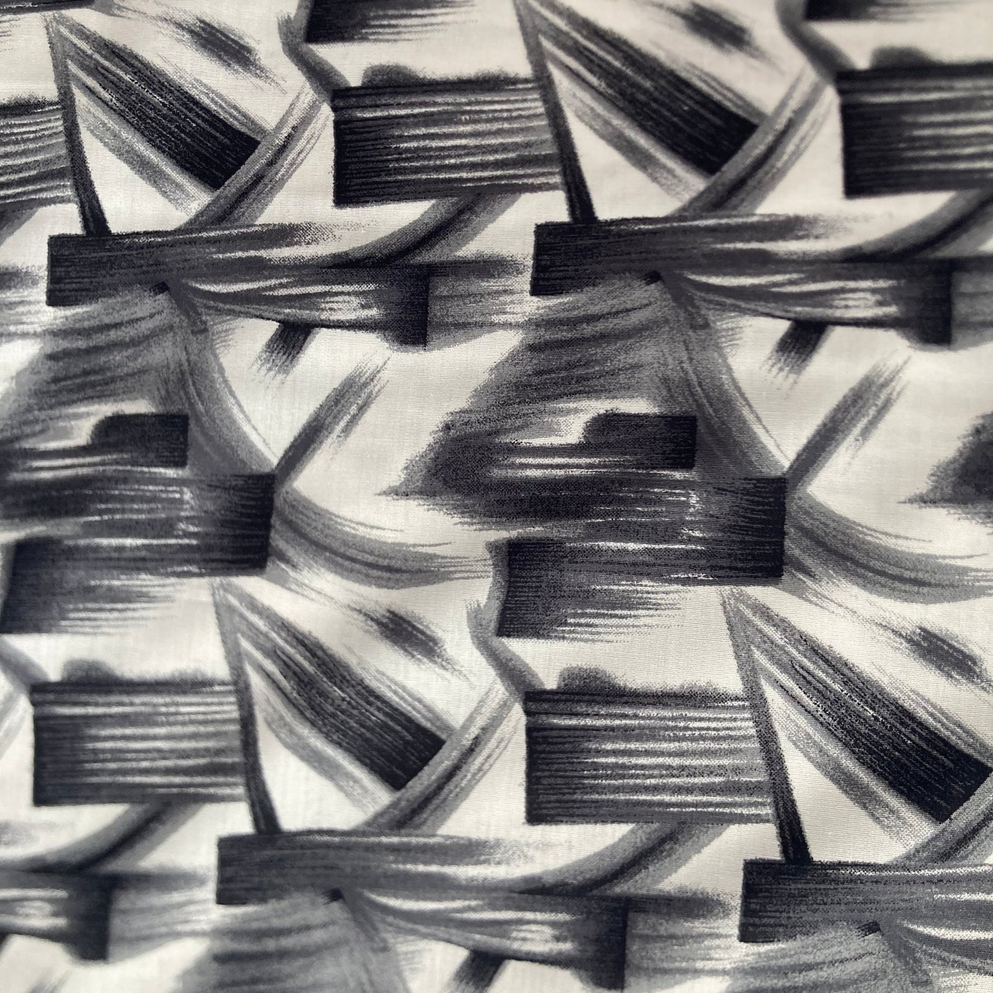 Brushstrokes Cotton in Black on White
