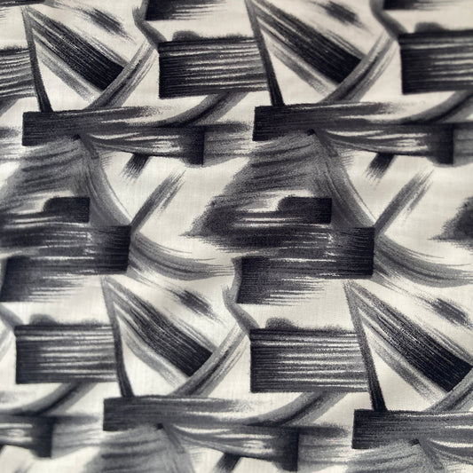 Brushstrokes Cotton in Black on White