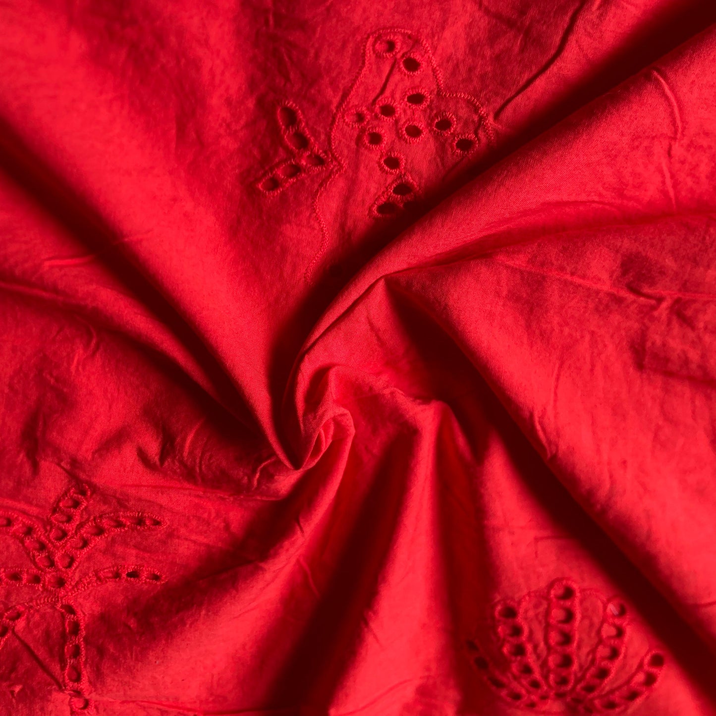 Seaside Broderie Anglaise in Bright Red