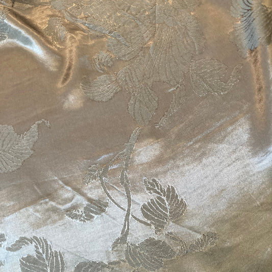 Floral Jacquard Viscose Satin in Teal Remnant - 3.6m