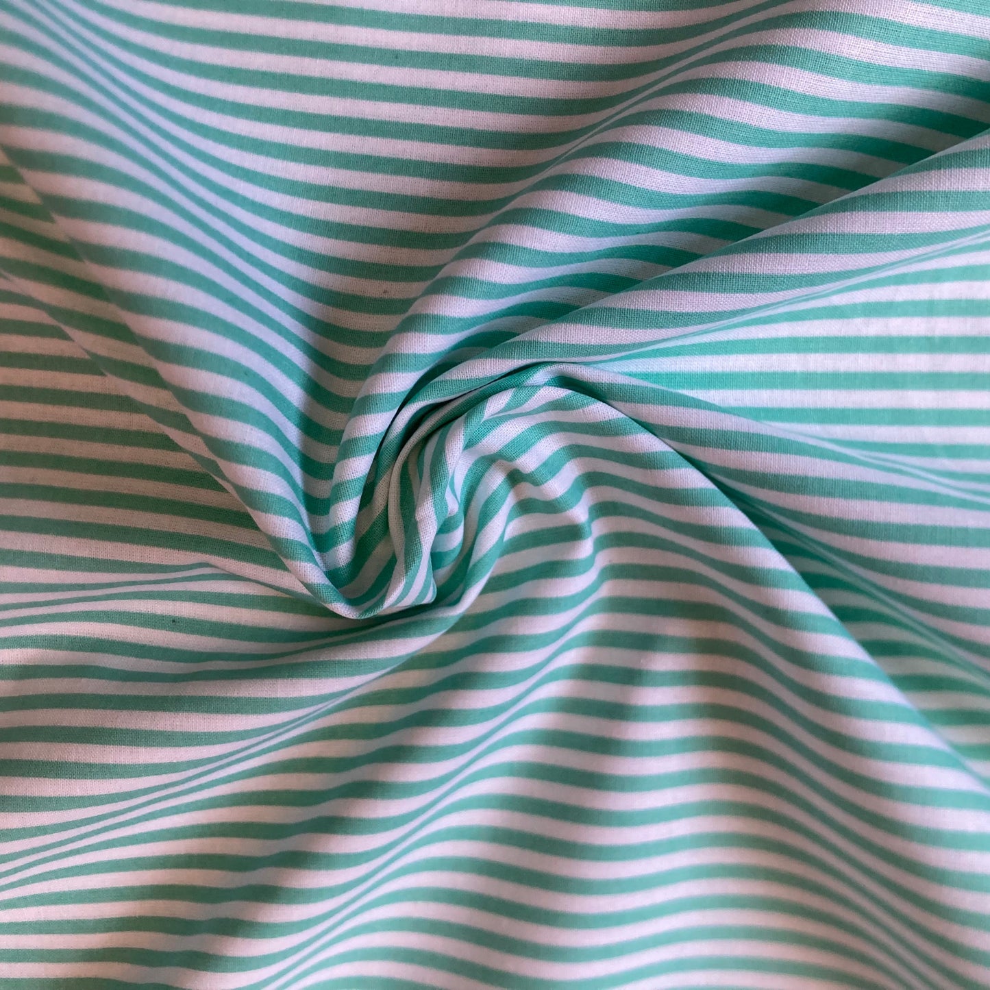 Candy Stripe Cotton in Mint Green and White