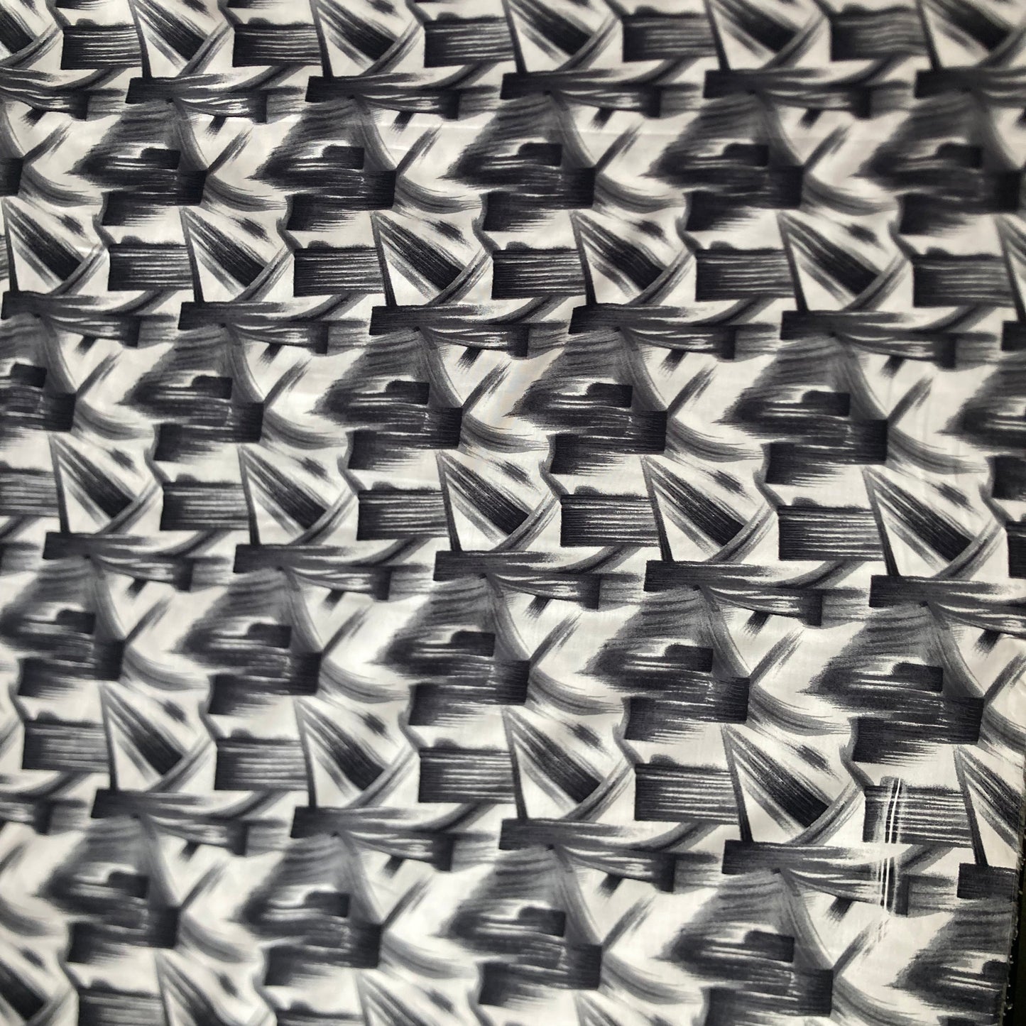 Brushstrokes Cotton in Black on White