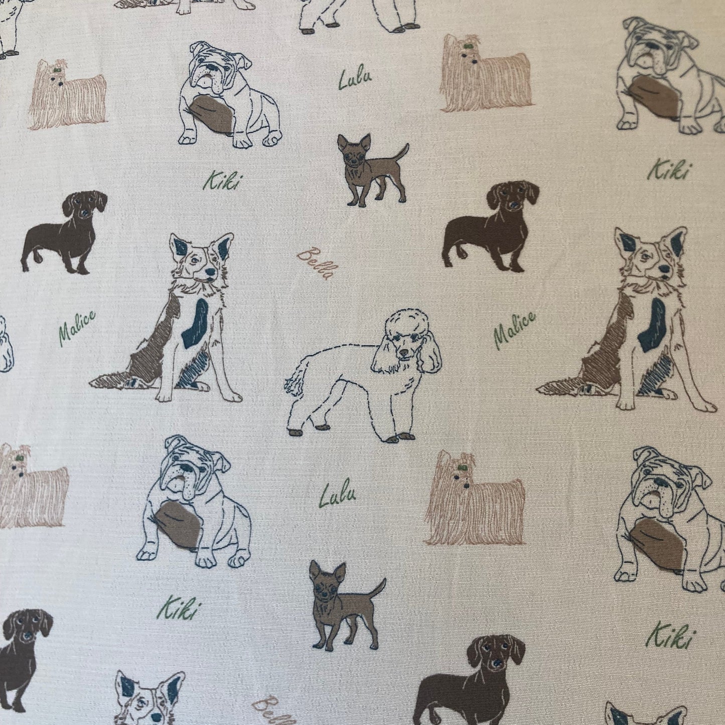 Brown Dogs on Cream Viscose Remnant - 2.75m