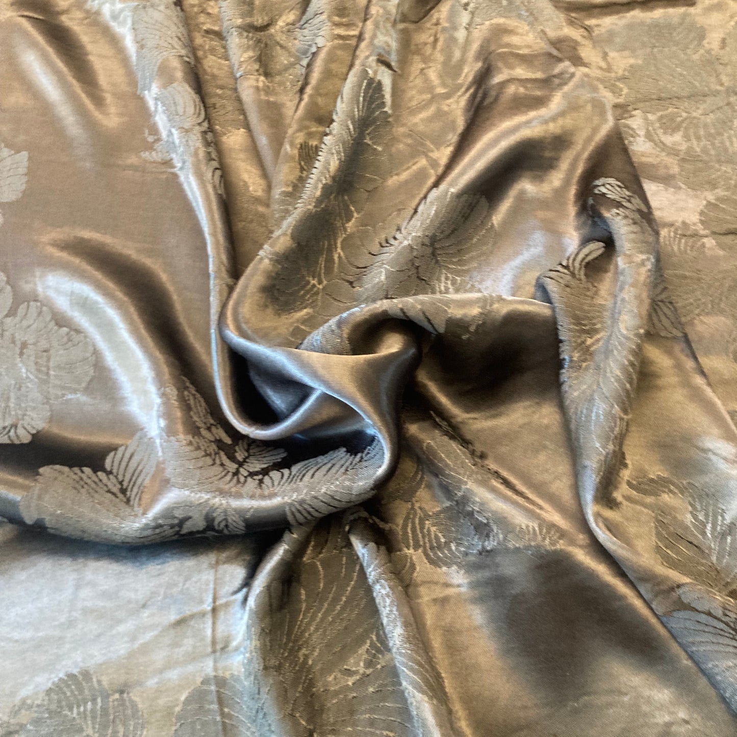 Floral Jacquard Viscose Satin in Teal Remnant - 3.6m