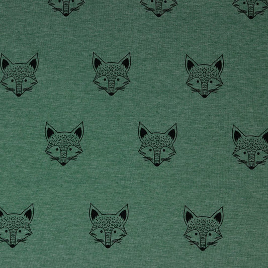 Cotton Blend Jersey Fox Print in Green