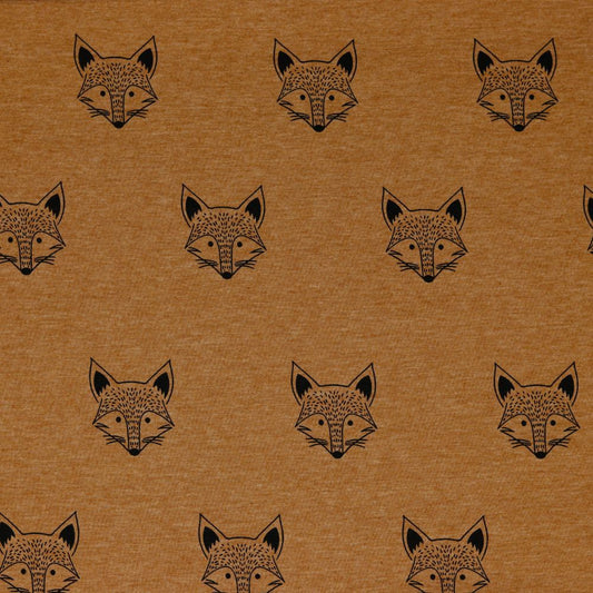 Cotton Blend Jersey Fox Print in Rust Brown