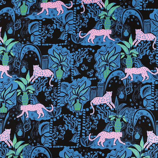 Fabric Godmother Leo's Palace Viscose Twill in Blue and Pink