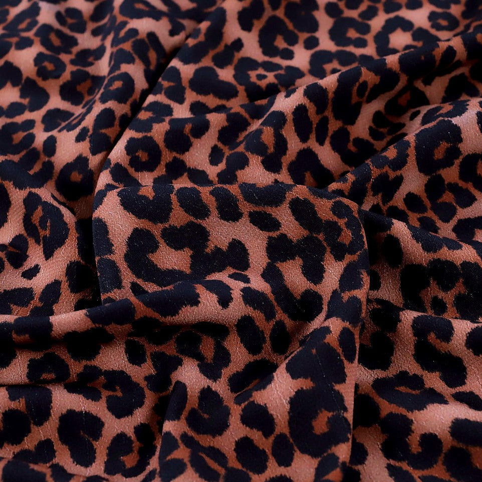 Fabric Godmother Ace Animal Print Viscose Crepe in Brown