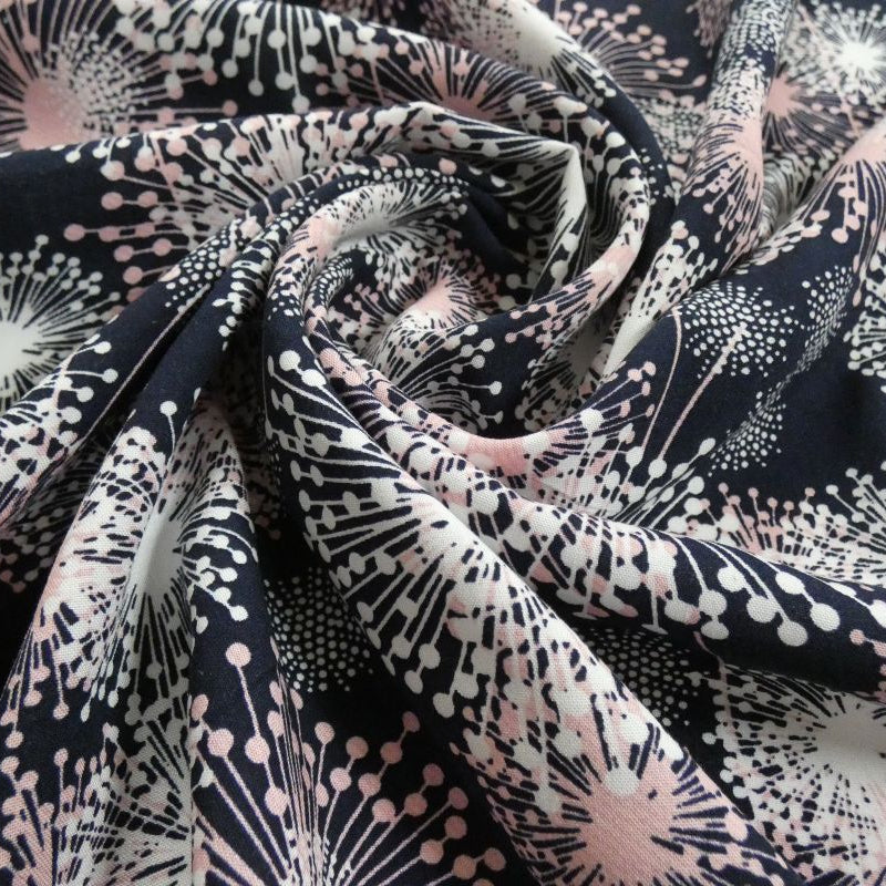Lady McElroy Starry Canopy Viscose Challis in Navy and White