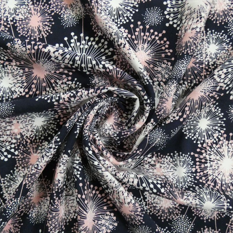 Lady McElroy Starry Canopy Viscose Challis in Navy and White