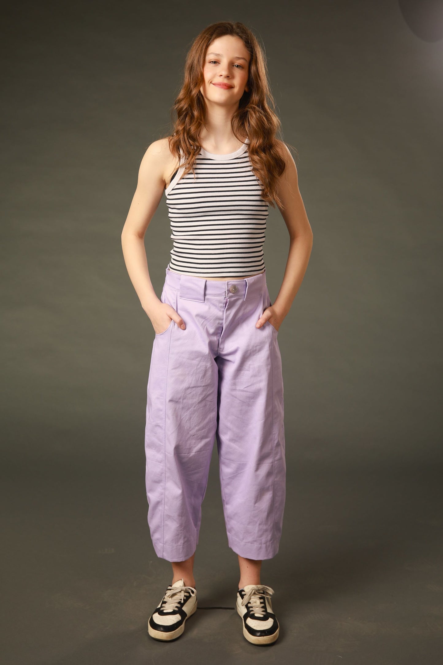 Sample Roan Trousers in Lilac Cotton Drill - Size 6
