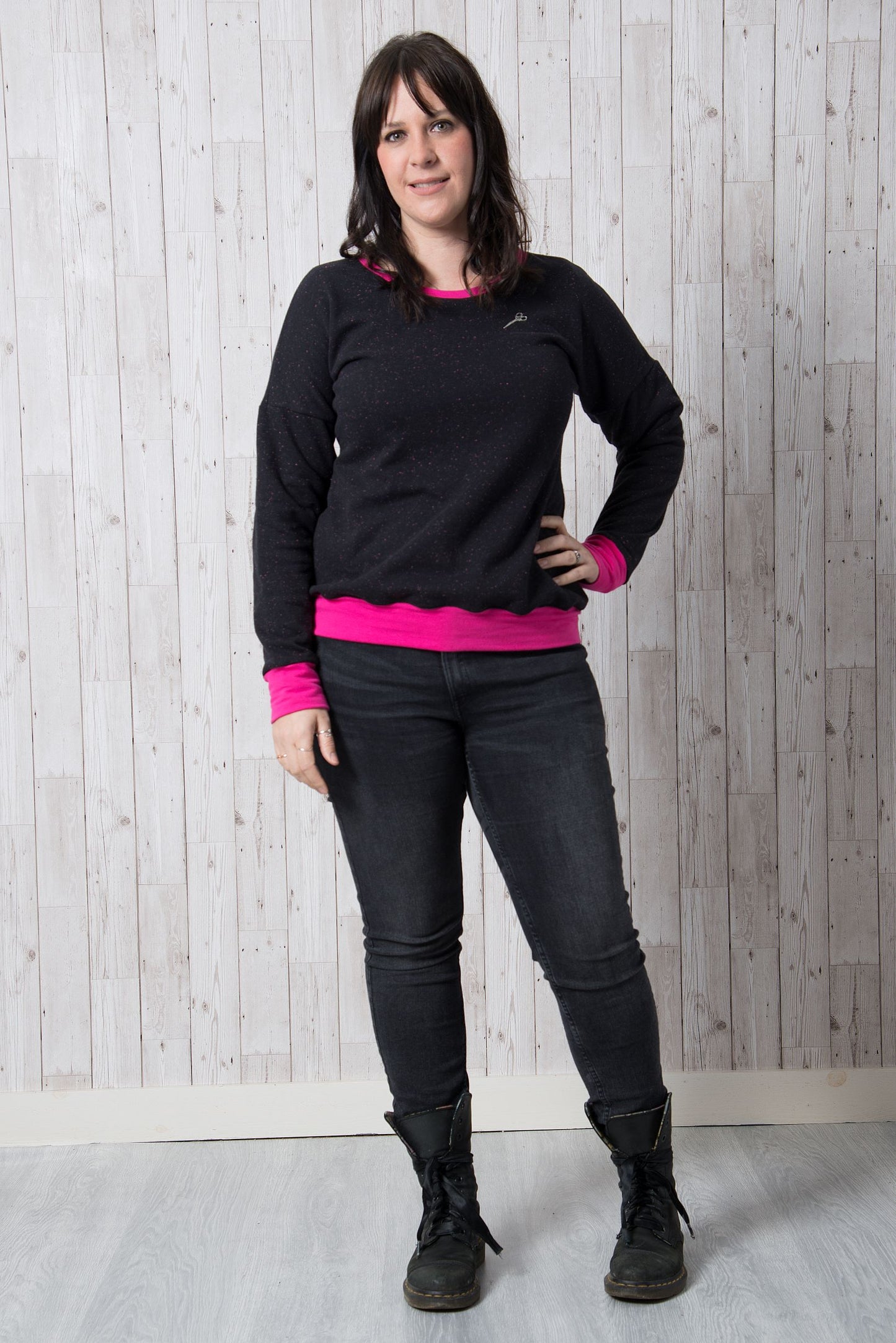 Sample Astrid Jumper in Pink and Black Sweatshirt - Size 16