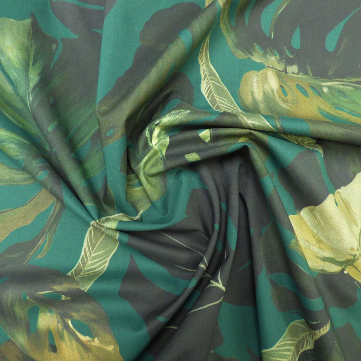 Lady McElroy Covent Gardens Cotton Lawn in Green and Black