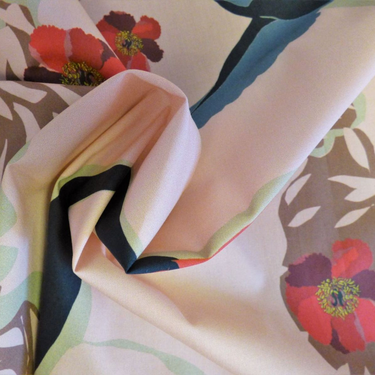 Lady McElroy Crane Island Cotton Lawn in Blush Pink and Blue