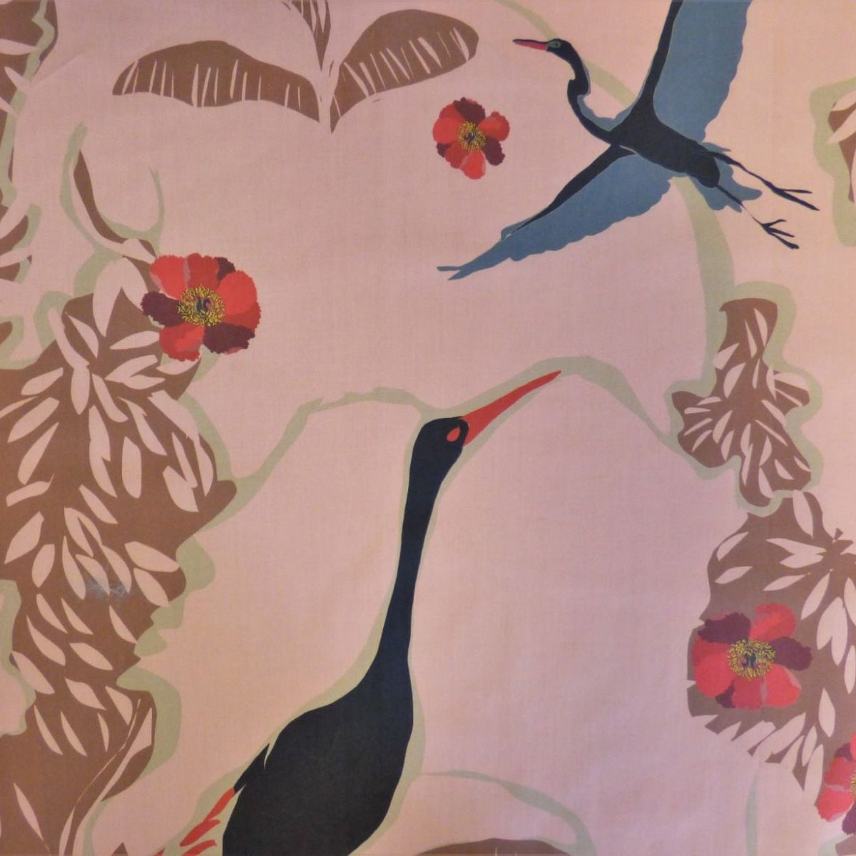 Lady McElroy Crane Island Cotton Lawn in Blush Pink and Blue