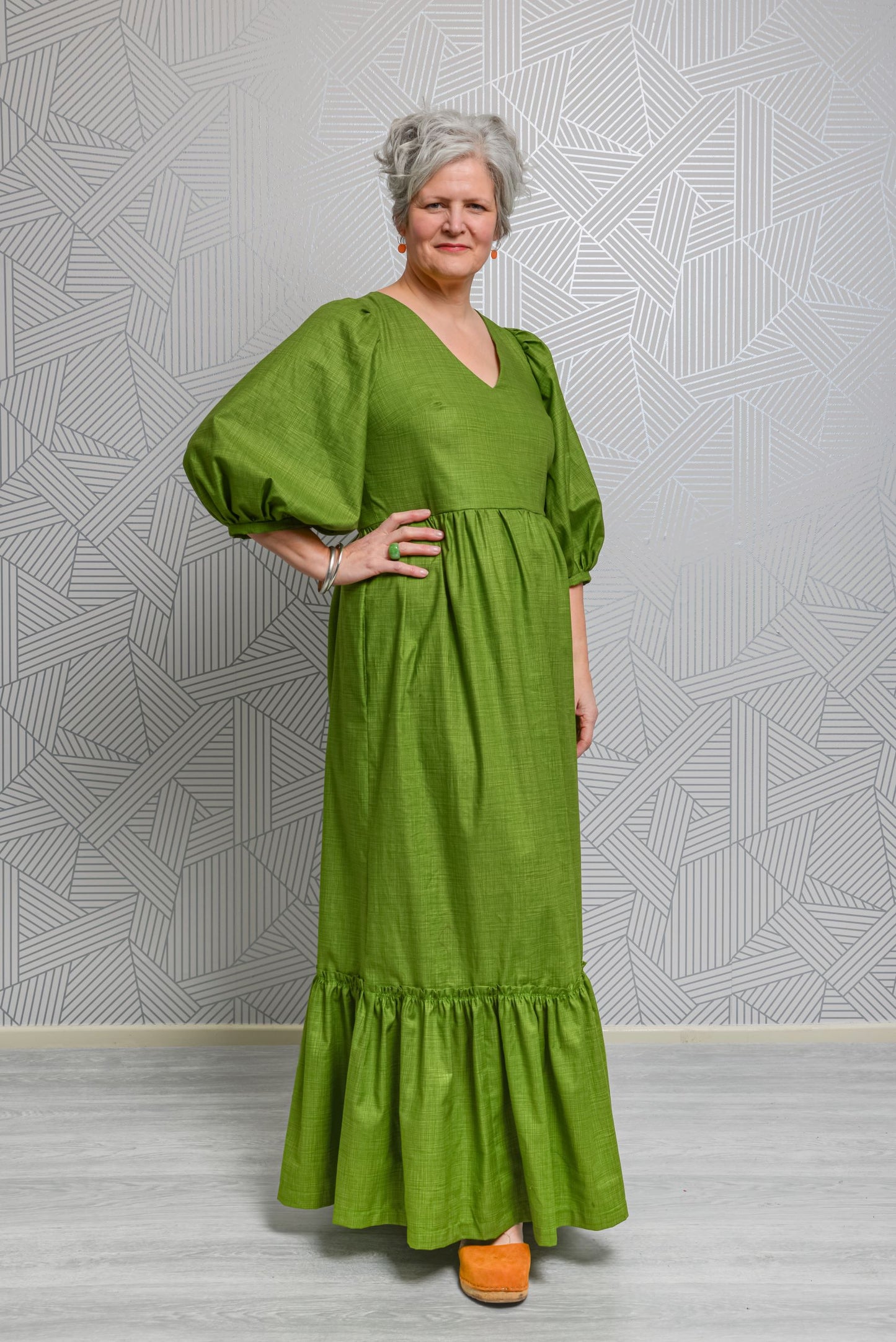 Sample Penelope Dress in Green Quilting Cotton - Size 16