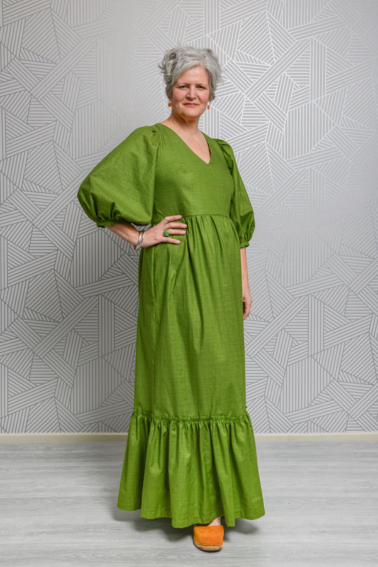 Sample Penelope Dress in Green Quilting Cotton - Size 16