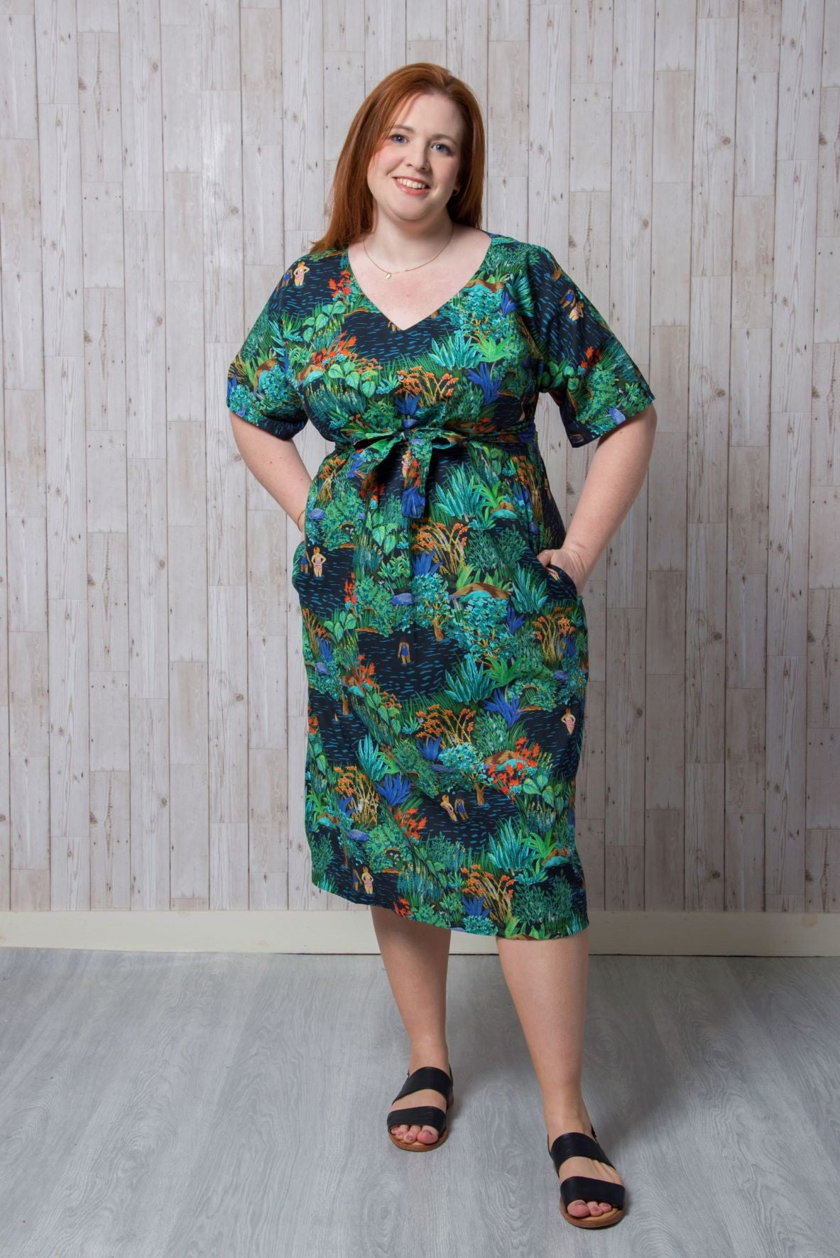 Sample Kobi Dress in Blue and Green Cotton Lawn - Size Large