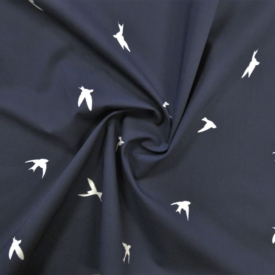 Lady McElroy Moonlight Swift Cotton Lawn in Navy and White