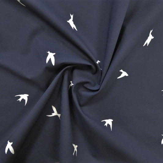 Lady McElroy Moonlight Swift Cotton Lawn in Navy and White
