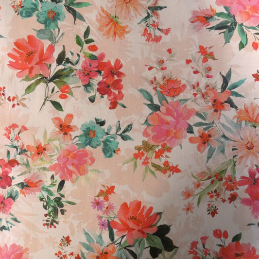 Lady McElroy Peach Daydream Cotton Lawn in Blush Pink and Peach