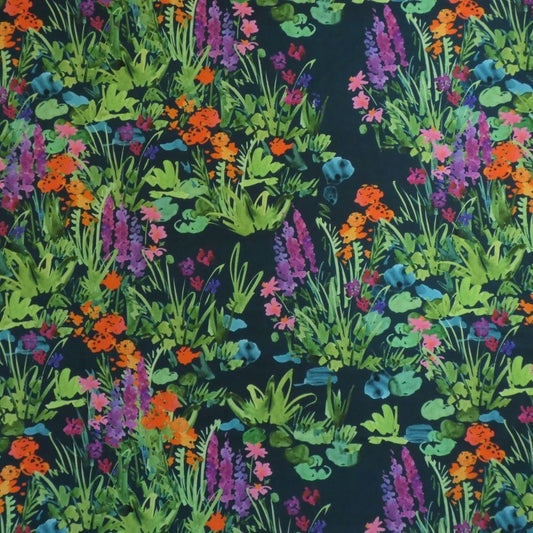 Lady McElroy Cotton Lawn Rainbow Meadow in Purple Pink and Green