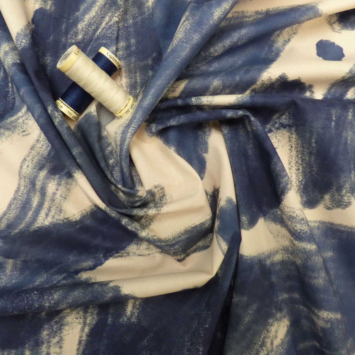 Lady McElroy Skylar Elegance Cotton Lawn in Sky Blue and Cream