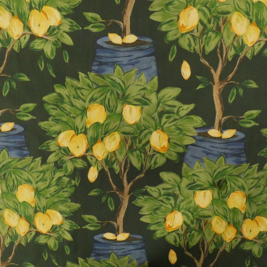 Lady McElroy The Citrus Orchard Cotton Lawn in Yellow and Green