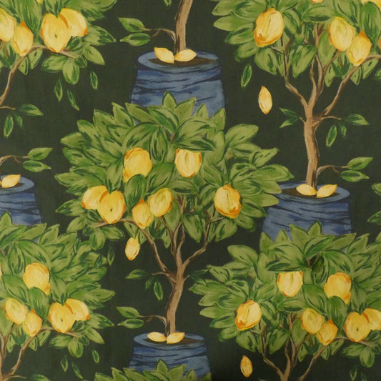 Lady McElroy The Citrus Orchard Cotton Lawn in Yellow and Green