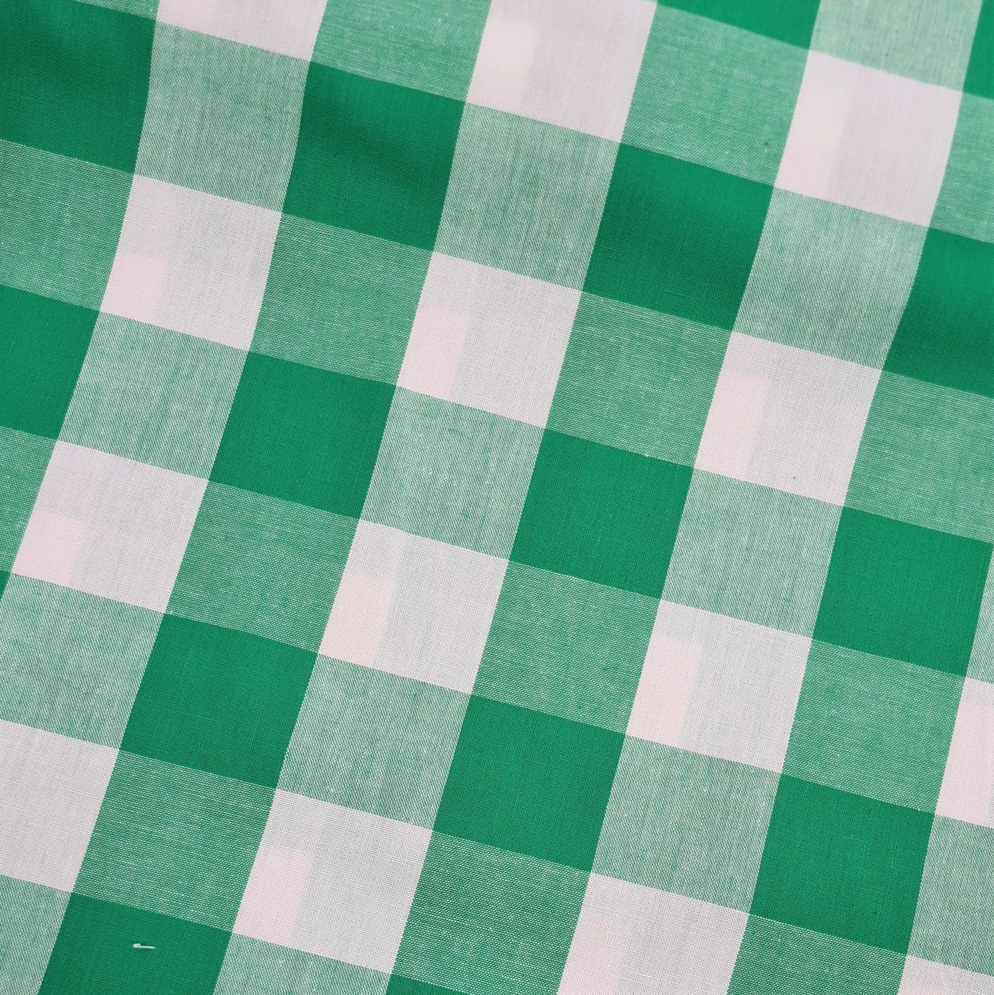 Gingham Cotton in Large Scale Check in Bright Green Remnant